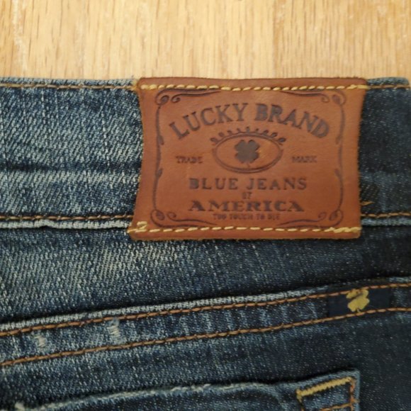 Lucky Brand Zoe Jeans Womens 4x27 Blue Denim Dark Wash Skinny Stretch Distressed - Picture 9 of 15
